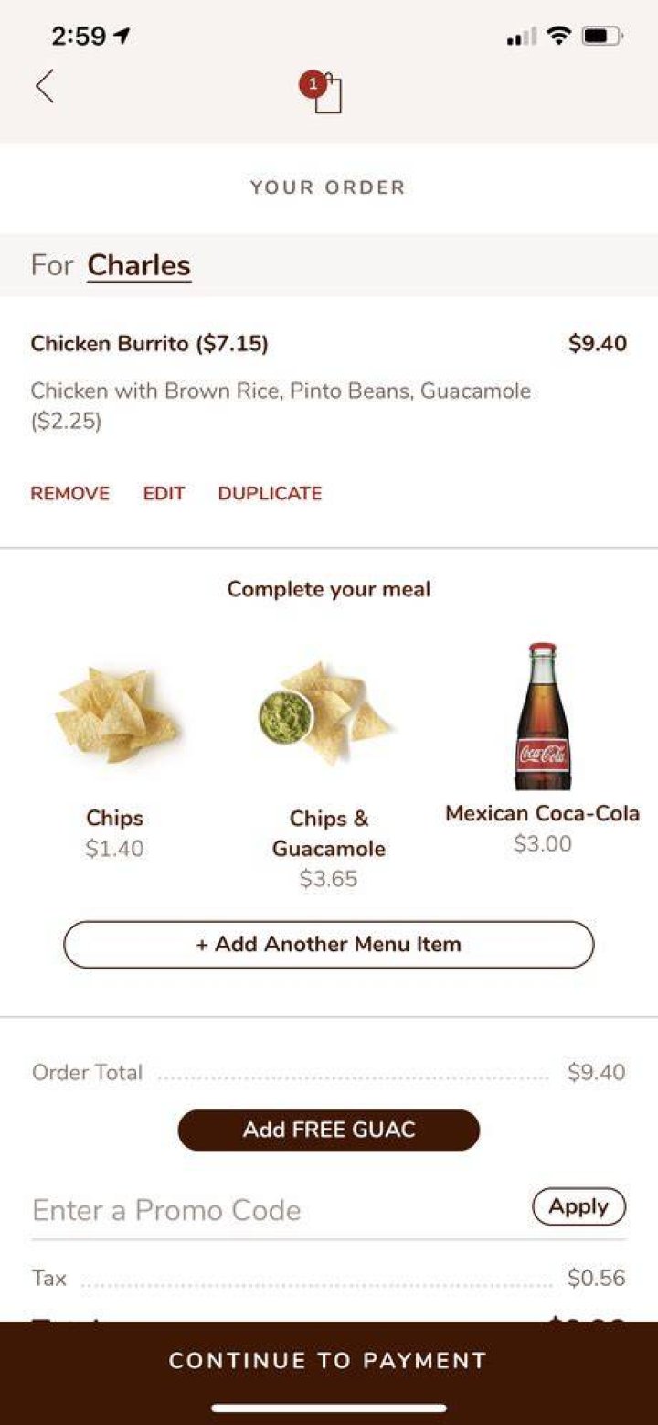 Can you order Chipotle online and pay in store?