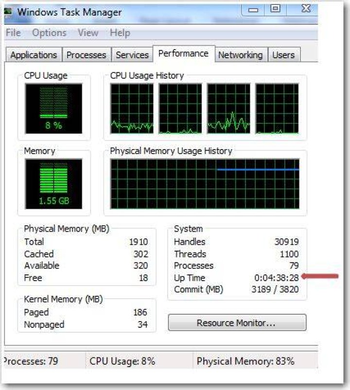 How can I tell when my computer was last rebooted?