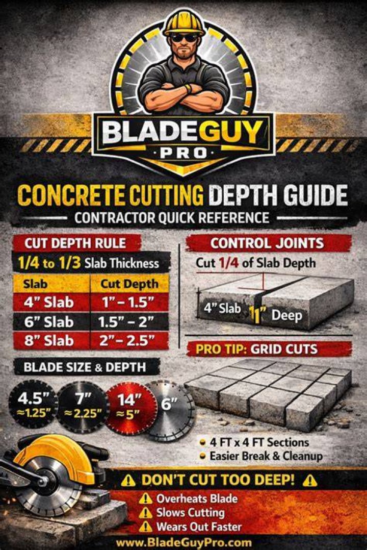 How deep should you cut concrete?