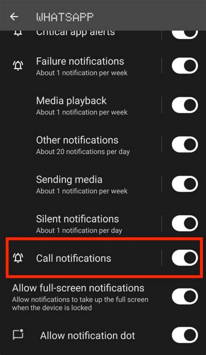 How do I get WhatsApp call notifications?
