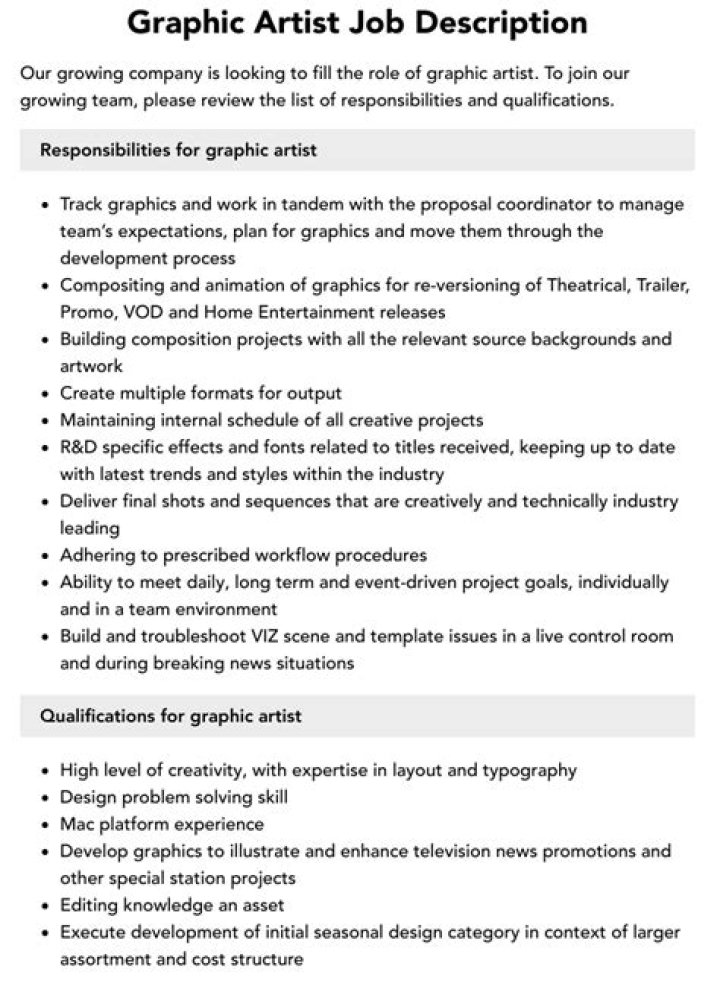 What is graphic artist job descriptions?
