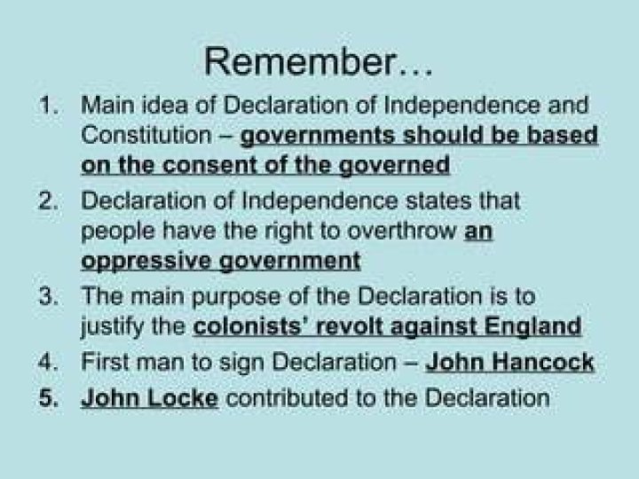 What is the main idea of the first paragraph of the Declaration of Independence?